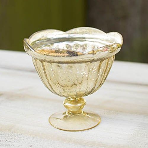 Mercury Glass Compote with Pedestal Base Gold