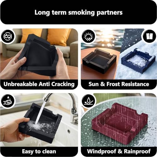 Roygra Cigar Ashtray with 3 Cutters Outdoor Use Black