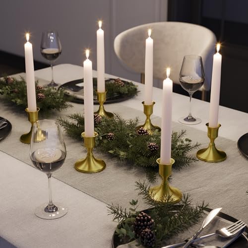 Brass Gold Taper Candle Holders Set of 2