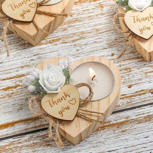 Wooden Tea Light Candle Holders for Wedding Favors 50 Pieces
