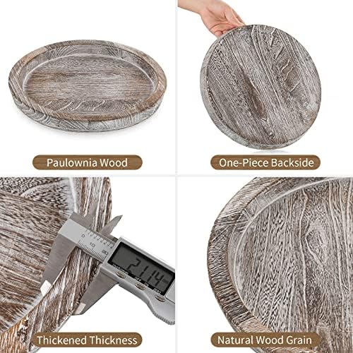 Hanobe Round Wooden Candle Holder Tray for Home Decor