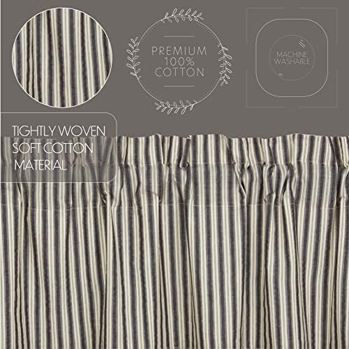 VHC Brands Ashmont Grey Ticking Stripe Swag Curtain Set