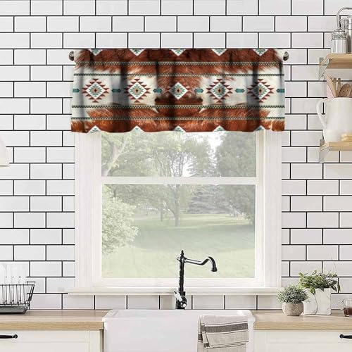 Cowhide Style Valance with Aztec Pattern