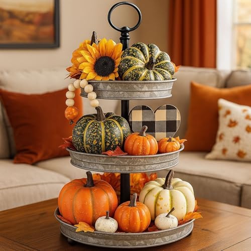 HAKACC Artificial Mixed Pumpkins Maple Leaves for Fall Decor