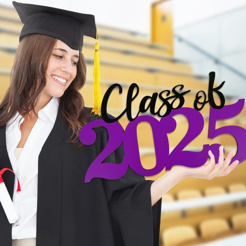 Class of 2025 Purple Wooden Graduation Sign
