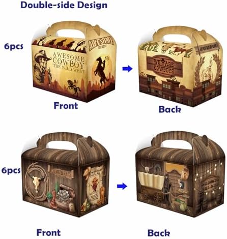 RIGHTA TECH 12-Pack Western Cowboy Candy Gift Boxes with Handles