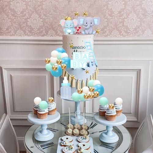 Gyufise 33Pcs Baby Elephant Cake Topper 3D Decorations