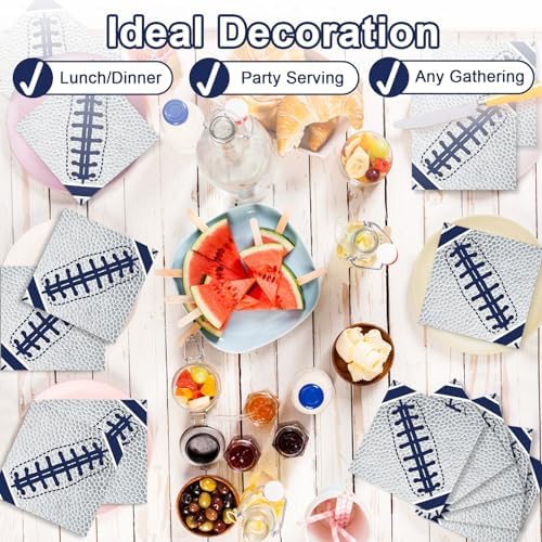 Qyeahkj 50Pcs Blue White Cowboys Football Napkins