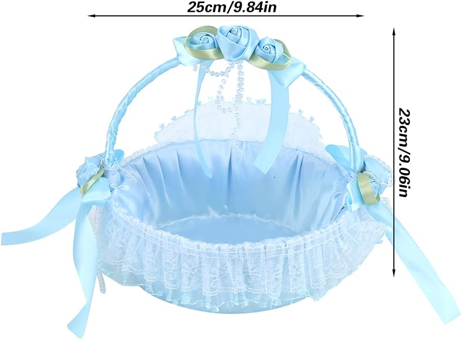 Cute Blue Wedding Flower Girl Baskets with Handles