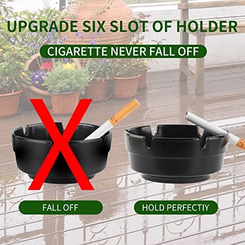 6Pcs Stackable Black Ashtray Set for Home and Outdoor Use
