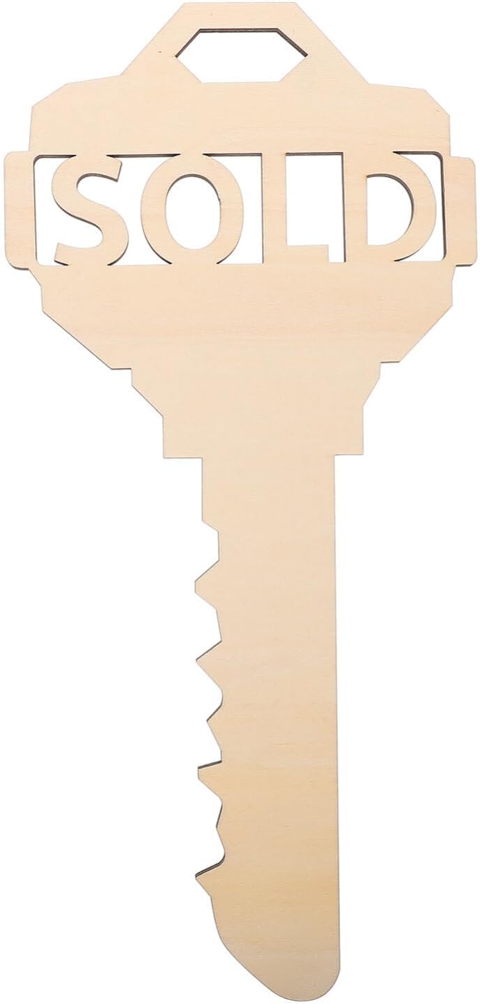 Real Estate Key Shaped Sold Sign Wooden Christmas Prop