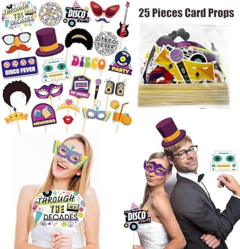 HEYTOP 50 Pcs Rock Party Photo Booth Props Set for Adults