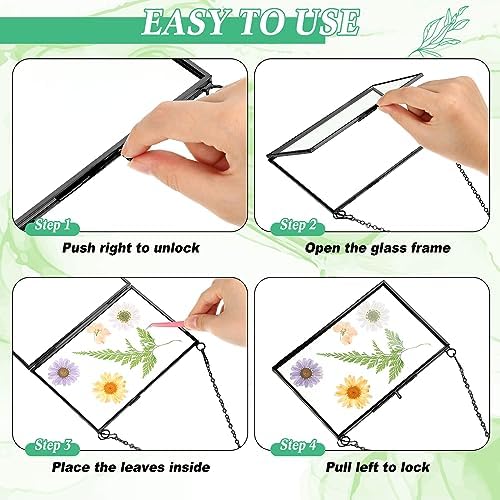 Geetery 9 Pcs Black Hanging Glass Frame for Dried Flowers