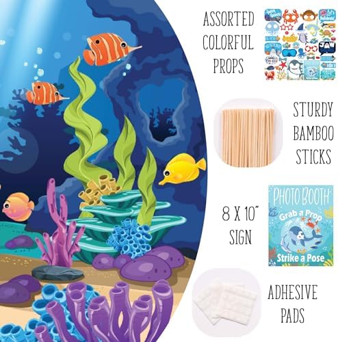 Under The Sea Photo Booth Props - 41 Piece Ocean Party Kit