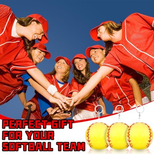 12 Pcs Plush Softball Keychains 43 Inch Team Spirit Keyrings