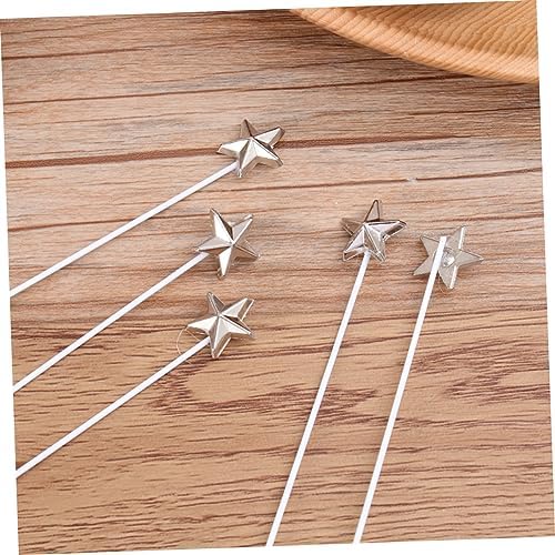 MAGICLULU 50 Pcs Five Pointed Star Cake Inserts Silver Toppers