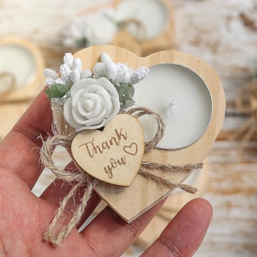 Wooden Tea Light Candle Holders for Wedding Favors 50 Pieces