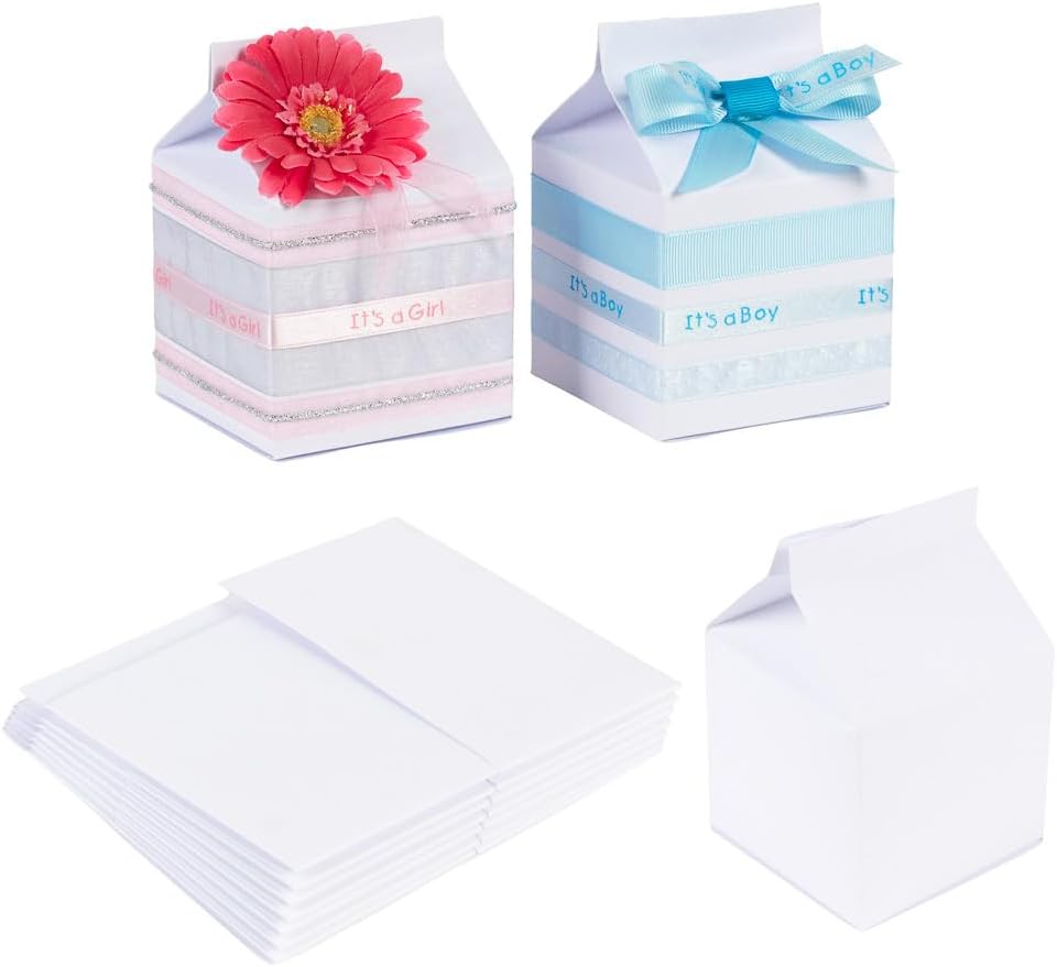 Pack of 48 White Party Favor Milk Cartons
