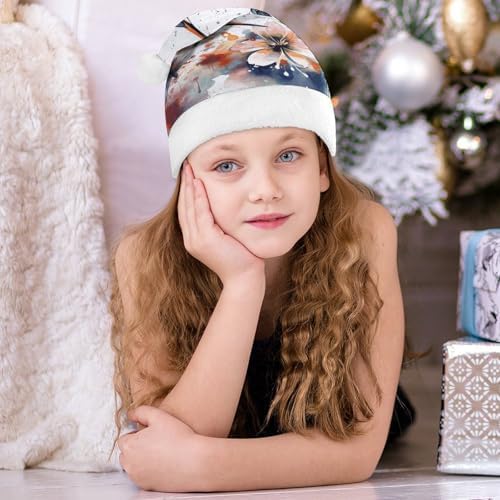 Christmas Santa Hat with Lily Flowers and Birds