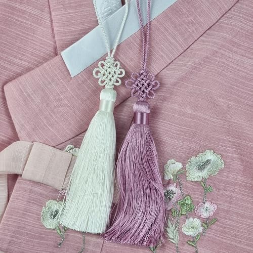 Mini Korean Silk Knot Norigae Set 2 Pack in White
