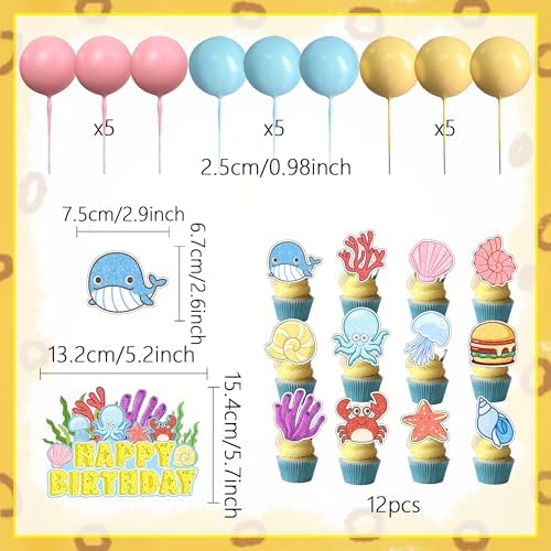 Under The Sea Birthday Cake Decorations Set
