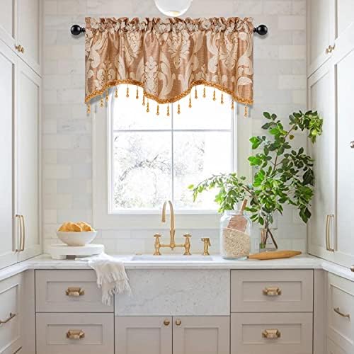 NAPEARL Scalloped Valance Curtains for Living Room and Kitchen Windows