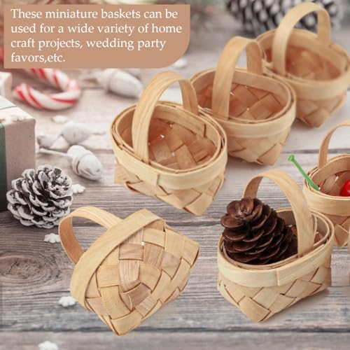 15Pcs Mini Woven Baskets with Handles for Wedding and Crafts