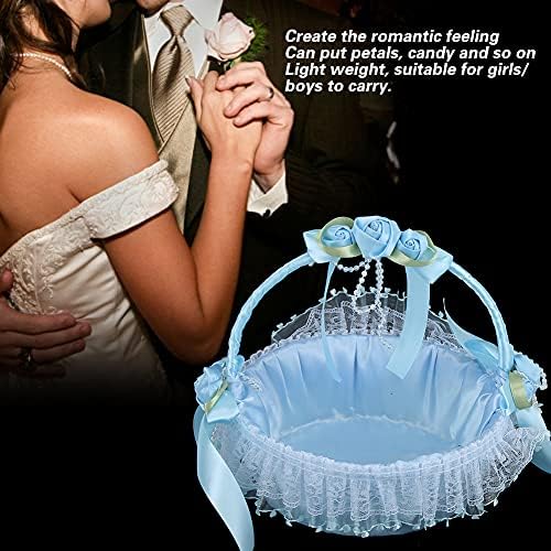 Cute Blue Wedding Flower Girl Baskets with Handles
