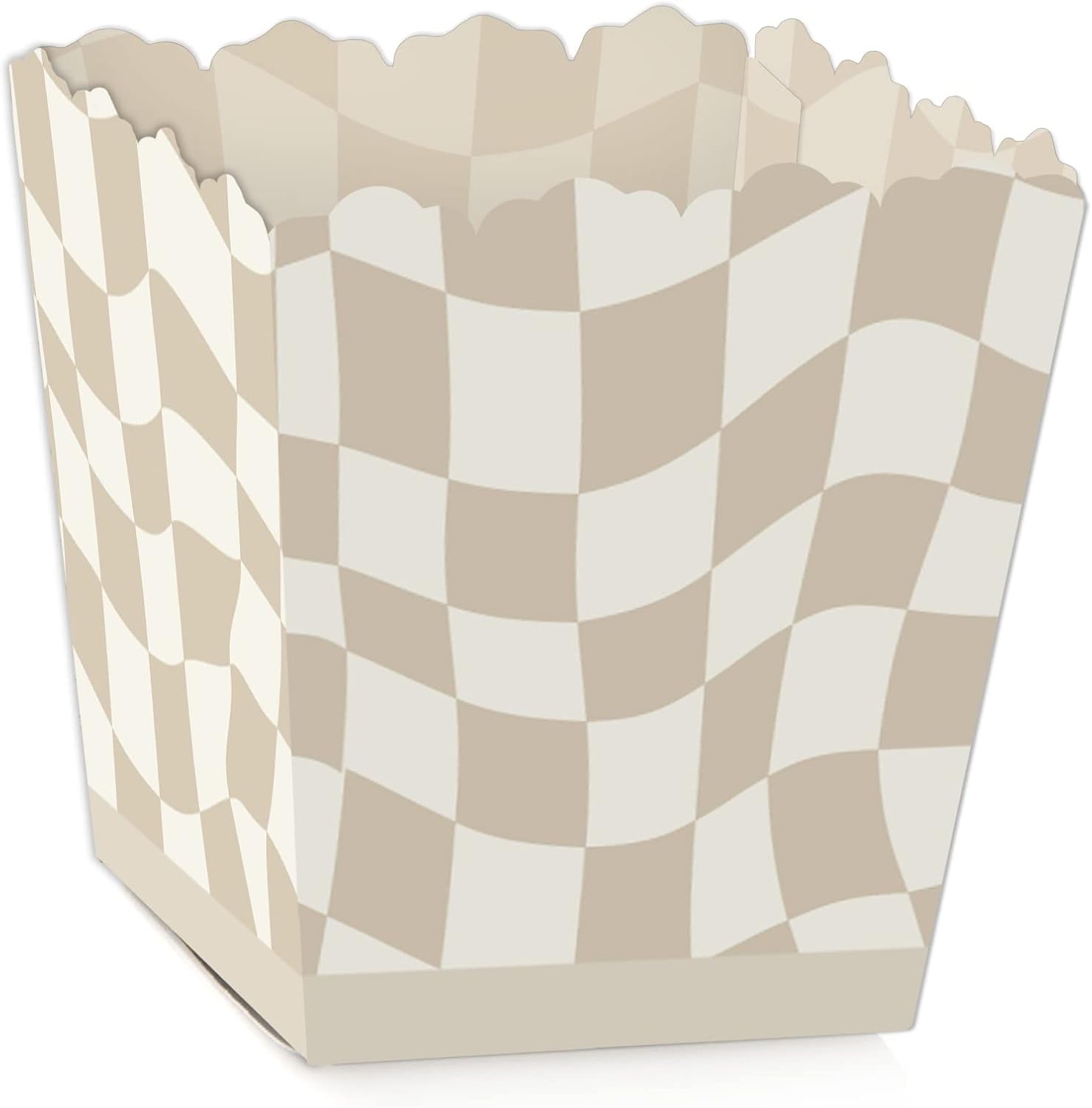 Big Dot of Happiness Tan Checkered Party Favor Boxes Set of 12