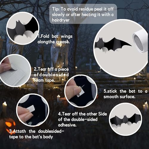 Halloween Decor Set with Skeleton Spider Web and Bats Theme