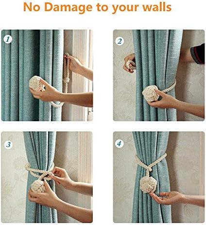 Melaluxe 4 Pack Curtain Tiebacks - Heavy Duty Beige Holdbacks