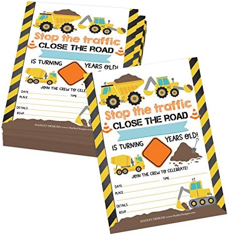 Hadley Designs Construction Birthday Invitations Set of 25