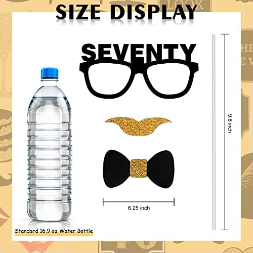 70th Birthday Photo Booth Props 41Pcs Gold Red Decorations