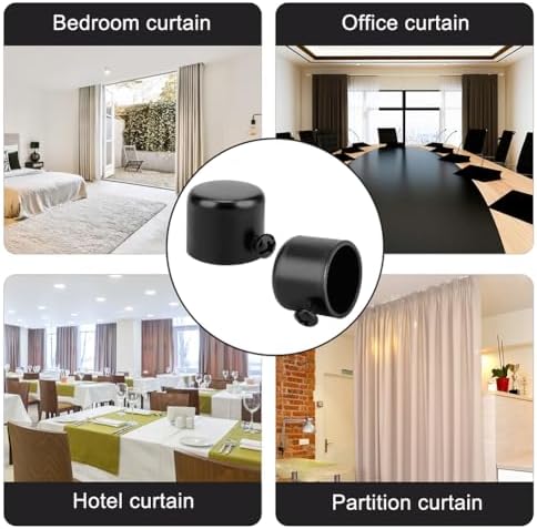 AHANDMAKER 4 Piece Curtain Rod End Caps Black