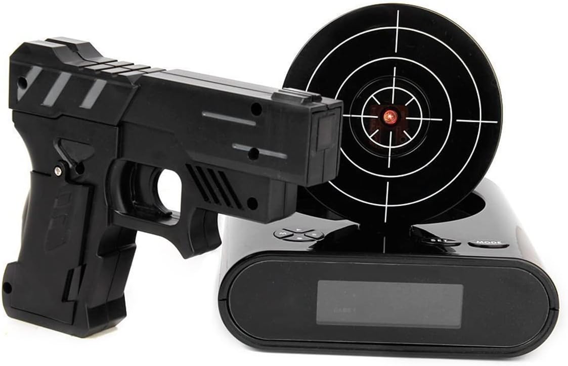 EC VISION Gun Alarm Clock with Recording Feature - Black