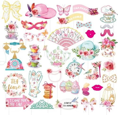 Paper Jazz Tea Party Photo Booth Props 14 Pcs