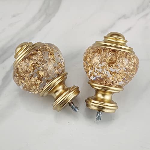 Gold Foiled Clear Curtain Rod Finials Set of 2