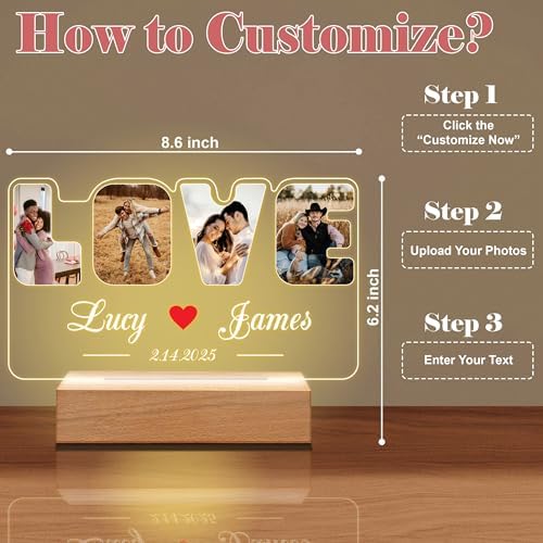 Personalized Love Photo Frame with Night Light
