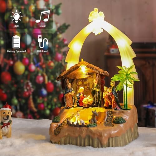 VCUTEKA Christmas Village Houses Lighted Musical Collectible Decor