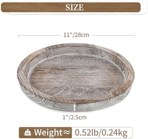 Hanobe Round Wooden Candle Holder Tray for Home Decor
