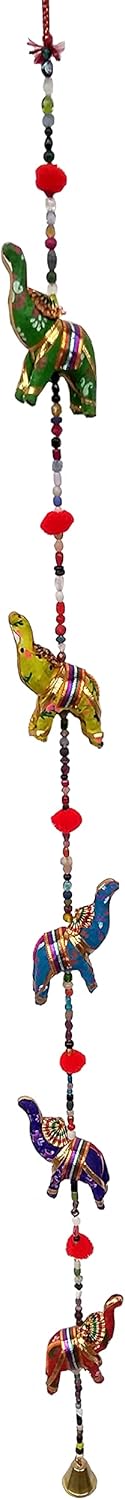 FIKIMOS Indian Five Elephant Wall Hanging Decor