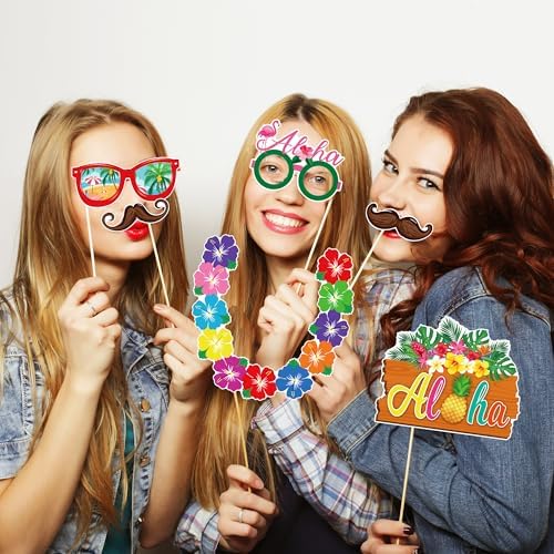 48PCS Hawaiian Tiki Photo Booth Props Set