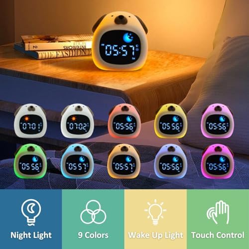 GALYNA Kids Alarm Clock with Night Light and White Noise
