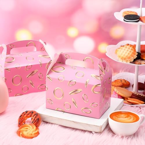 Marspark 24 Pack Pink Gold Ring Party Favor Boxes