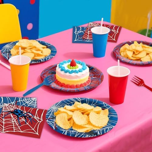 96 Pcs Spider Themed Disposable Tableware Set for 24 Guests