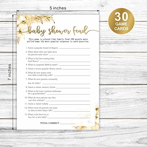 Boho Pampas Grass Baby Shower Game Cards 1