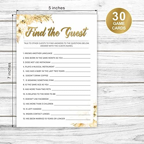Boho Pampas Grass Baby Shower Game Cards