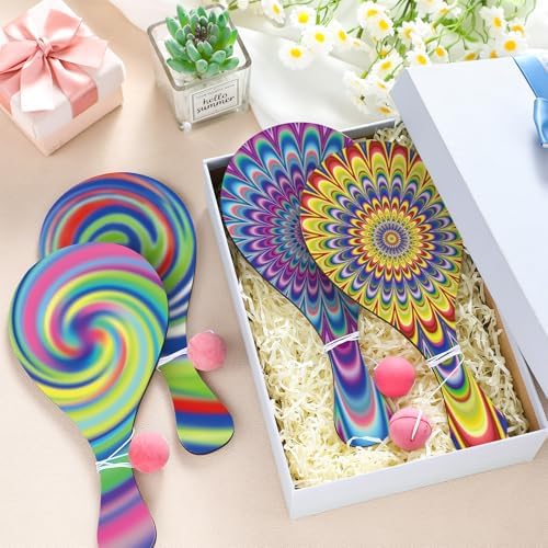 VioraWhite 36 Pcs Psychedelic Paddle Ball Set