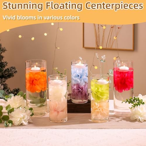 24 Pcs Floating Candles and Artificial Flowers Set
