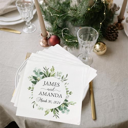 Luxury Personalized Napkins For Wedding Custom Printed Couple Name Paper